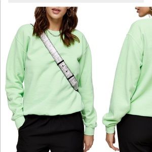 Topshop Light Green Women's Crewneck Sweatshirt Oversized
